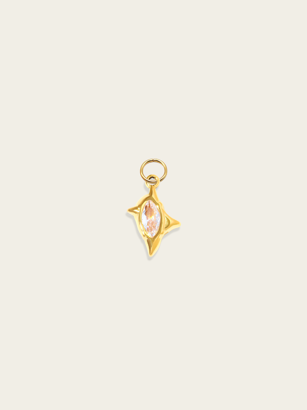 Daylight zircon starburst charm 18K gold plated stainless steel