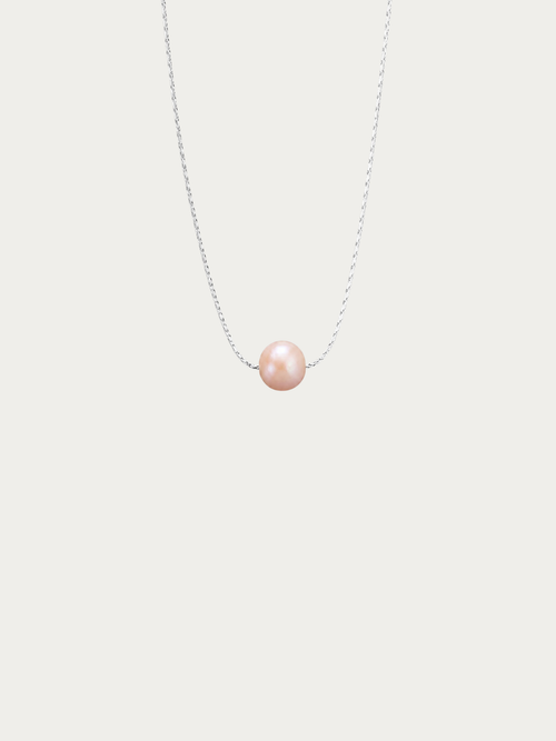 Devotion Minimal Freshwater Pearl Necklace with light purple pearl on titanium chain