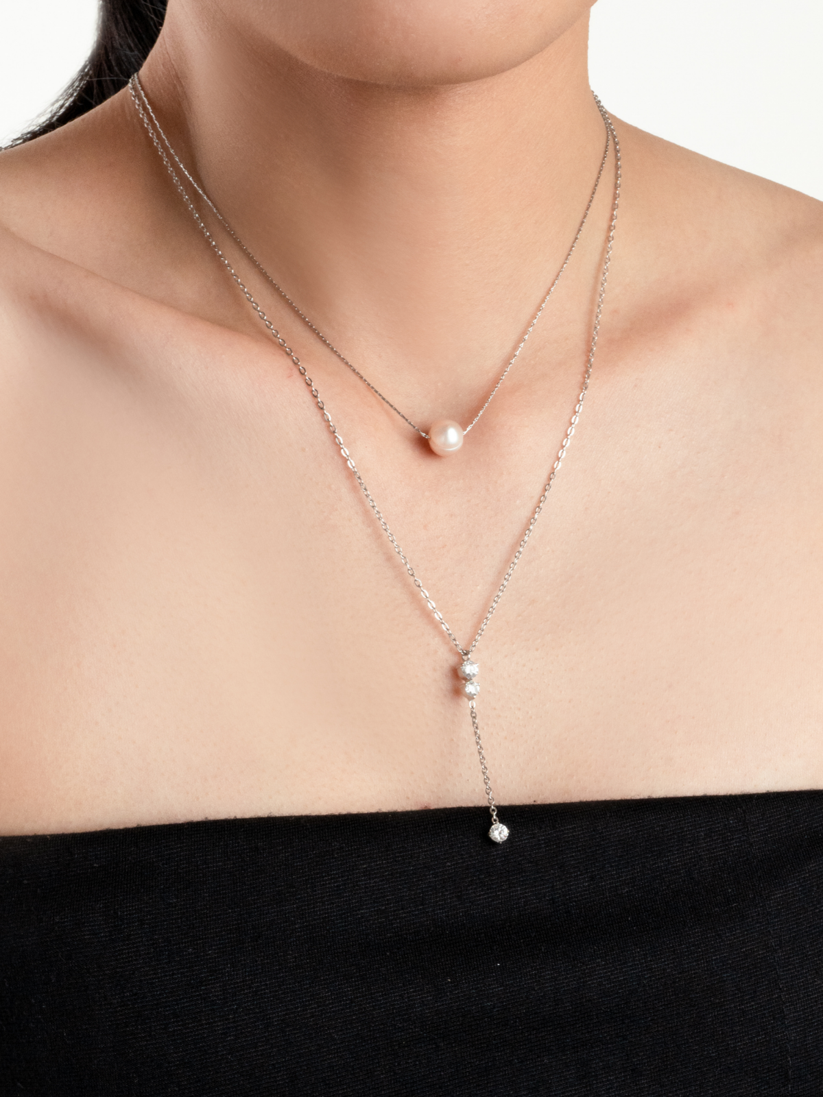 Close-up of natural irregular pearl on Devotion Necklace