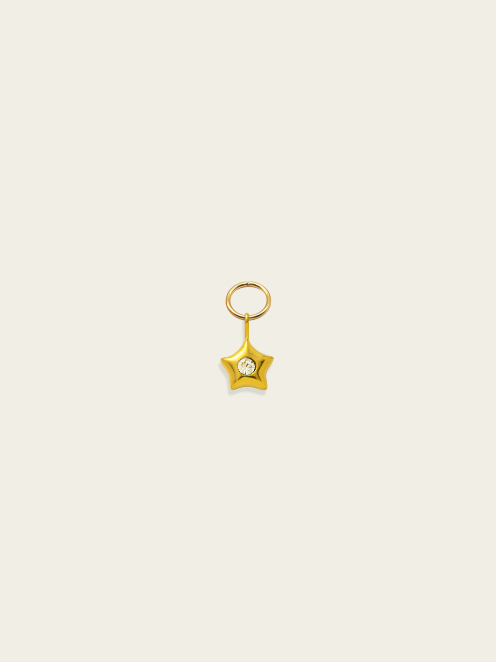 Diamond center star charm 18K gold plated stainless steel