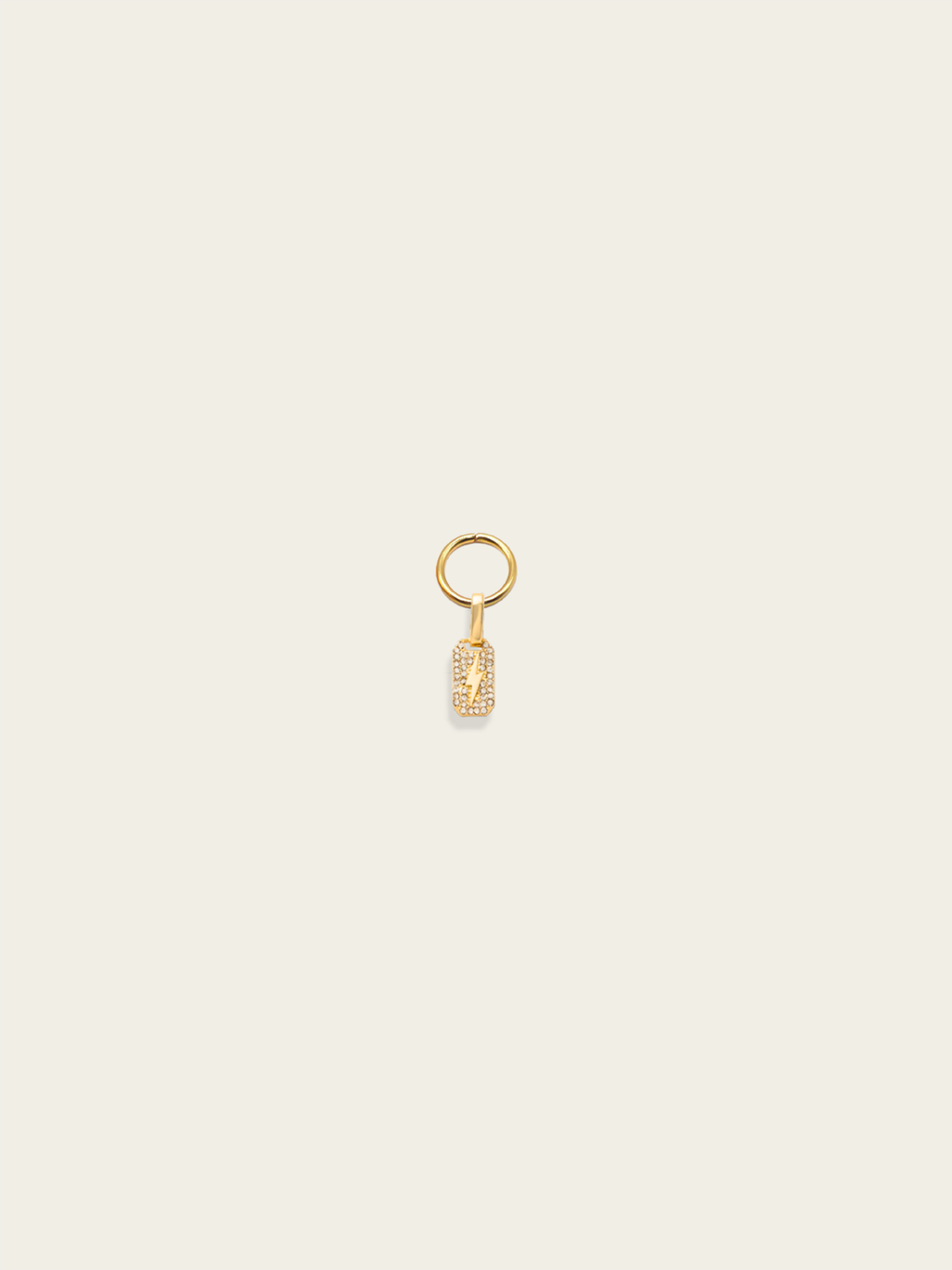 Diamond lightning bolt tag charm 18K gold plated stainless steel