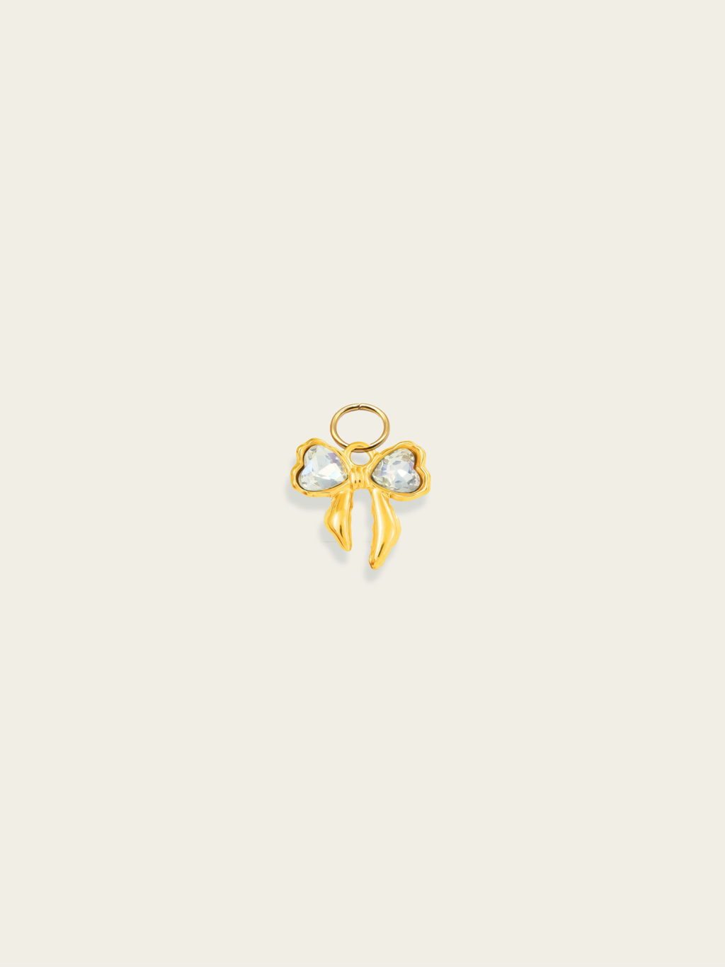 Diamond ribbon knot charm 18K gold plated stainless steel