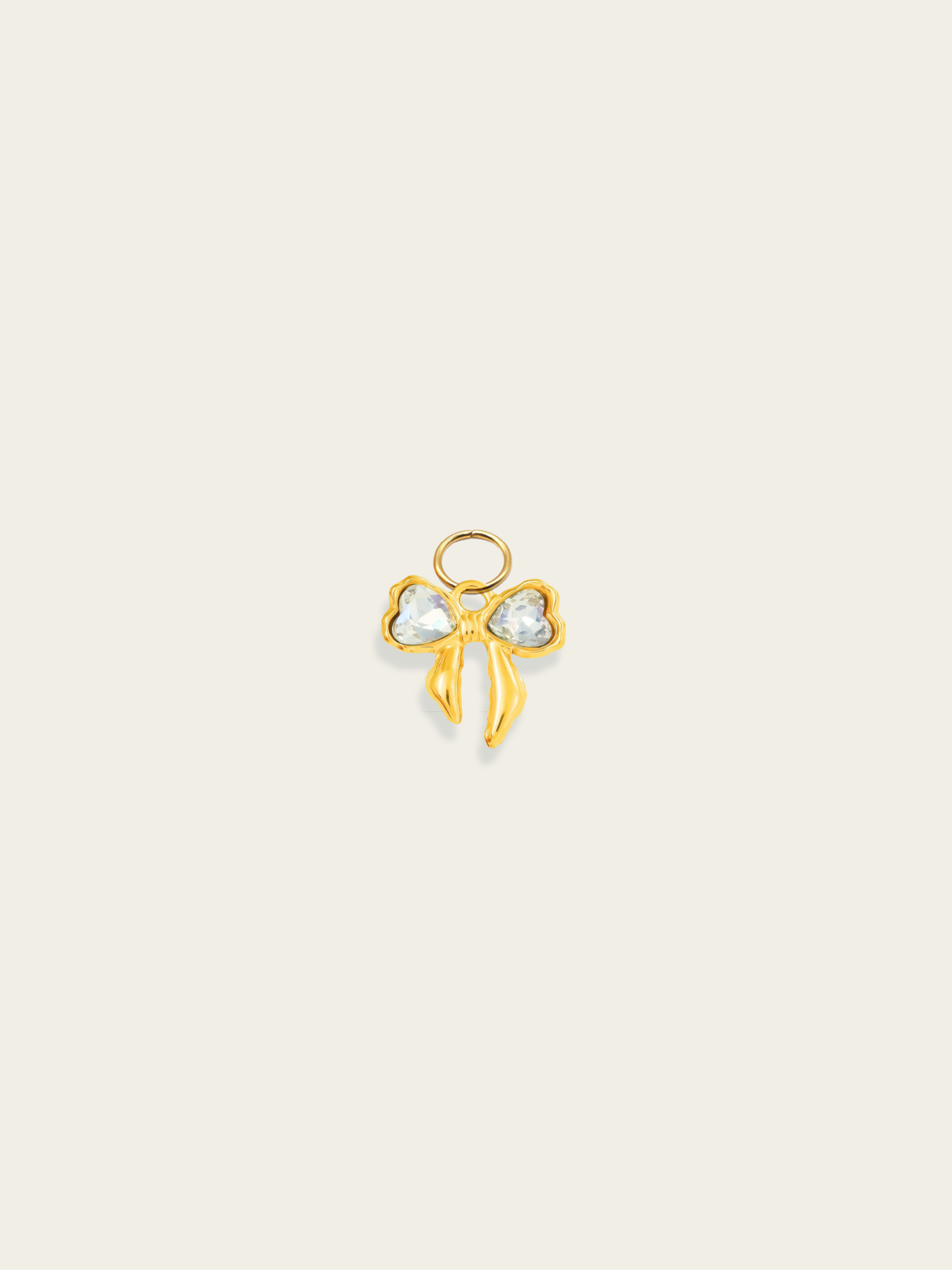 Diamond ribbon knot charm 18K gold plated stainless steel