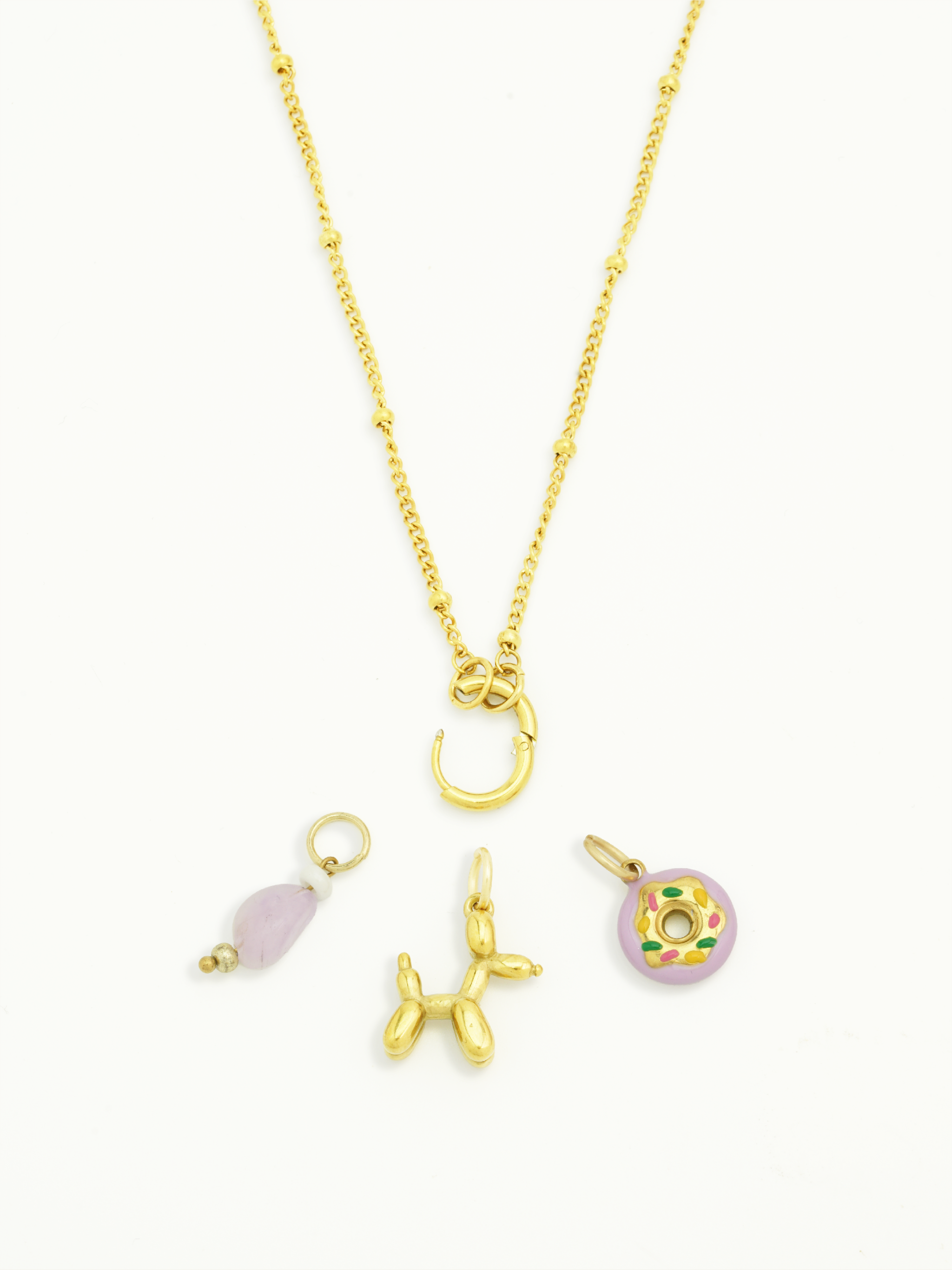 Balloon dog charm gold plated stainless steel for bracelet and necklace