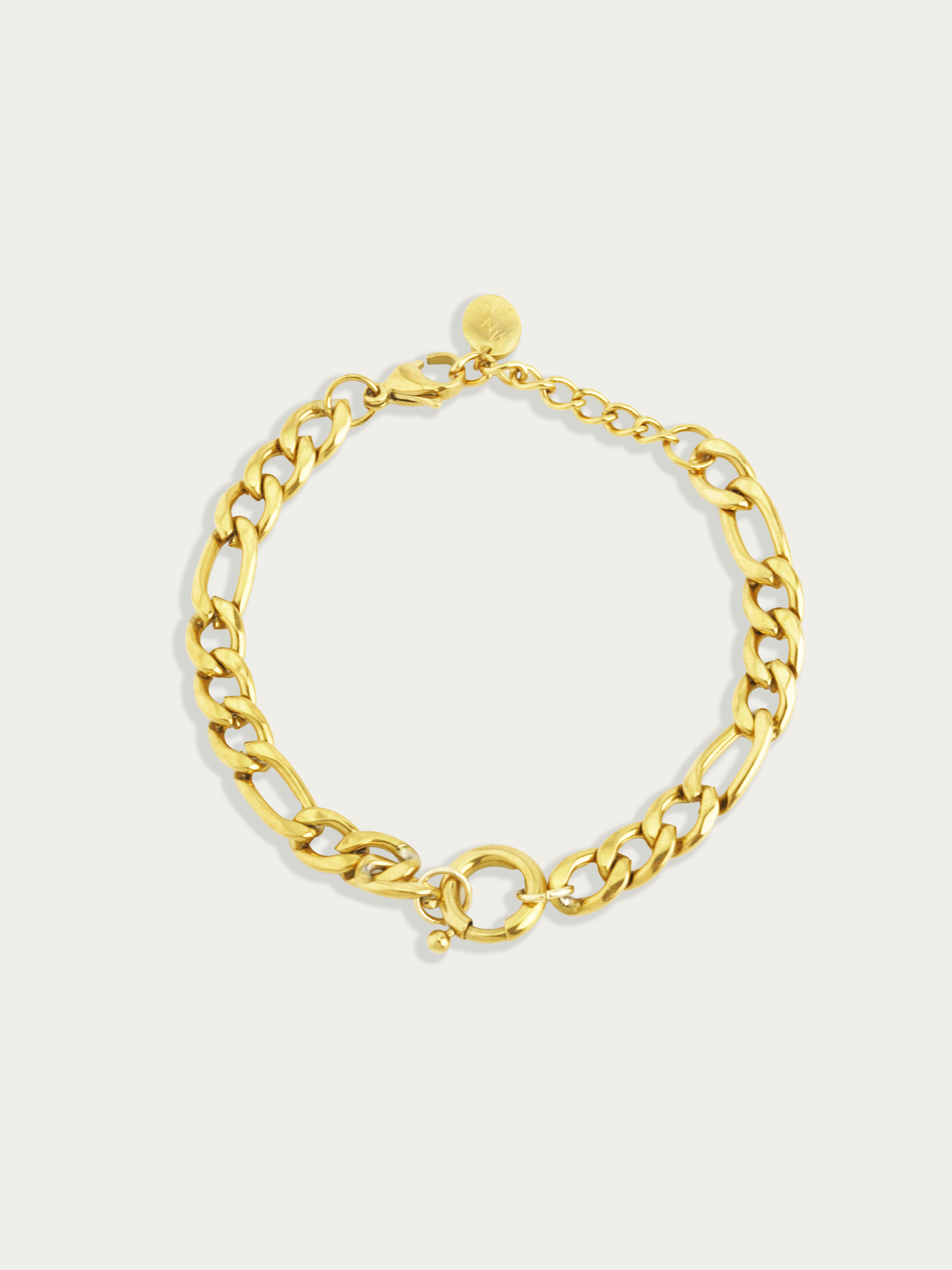 DIY statement Figaro bracelet gold plated titanium 7.5mm