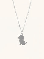 Doggy Pendant Engravable Necklace silver dog charm
