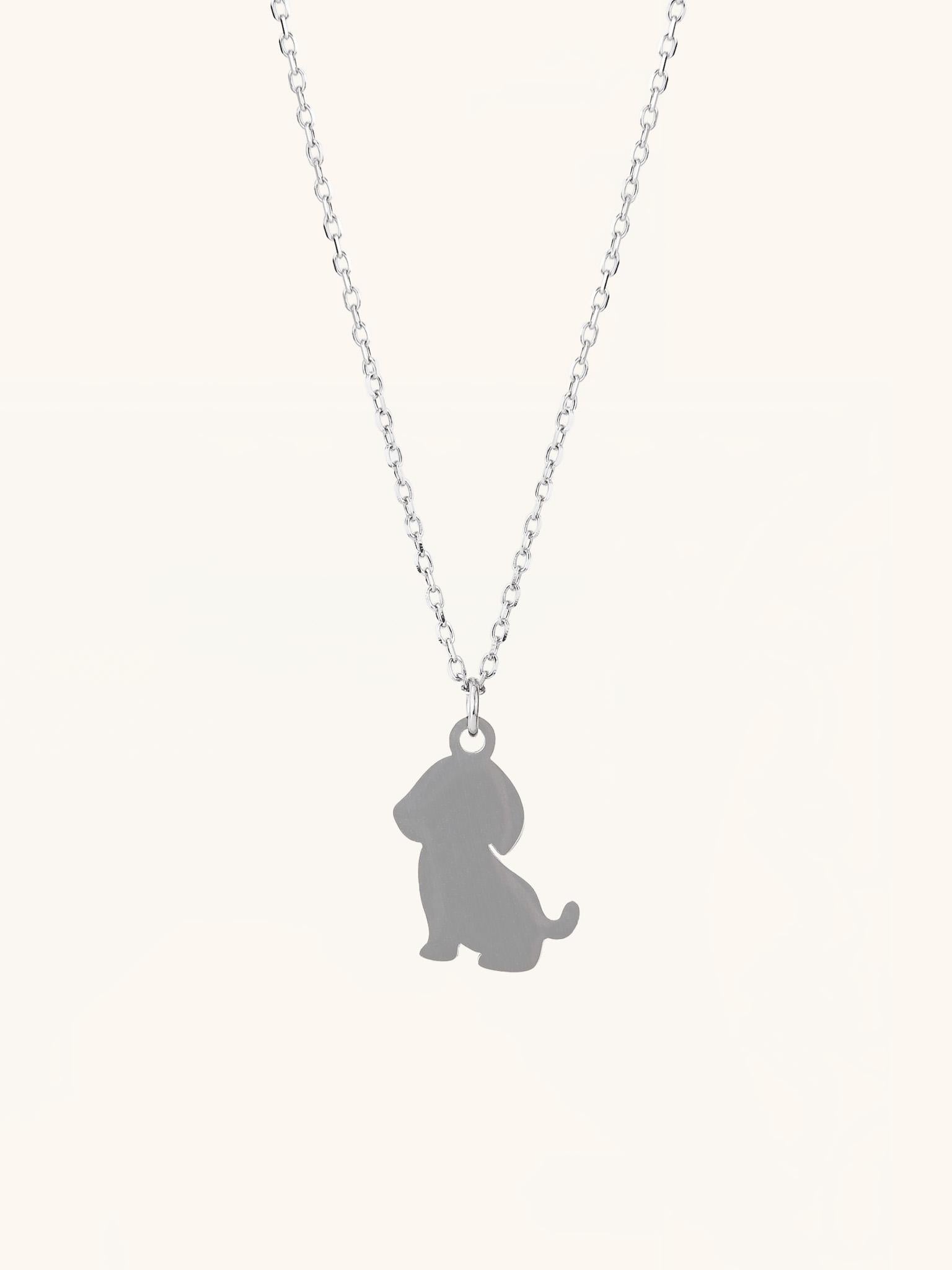 Doggy Pendant Engravable Necklace silver dog charm