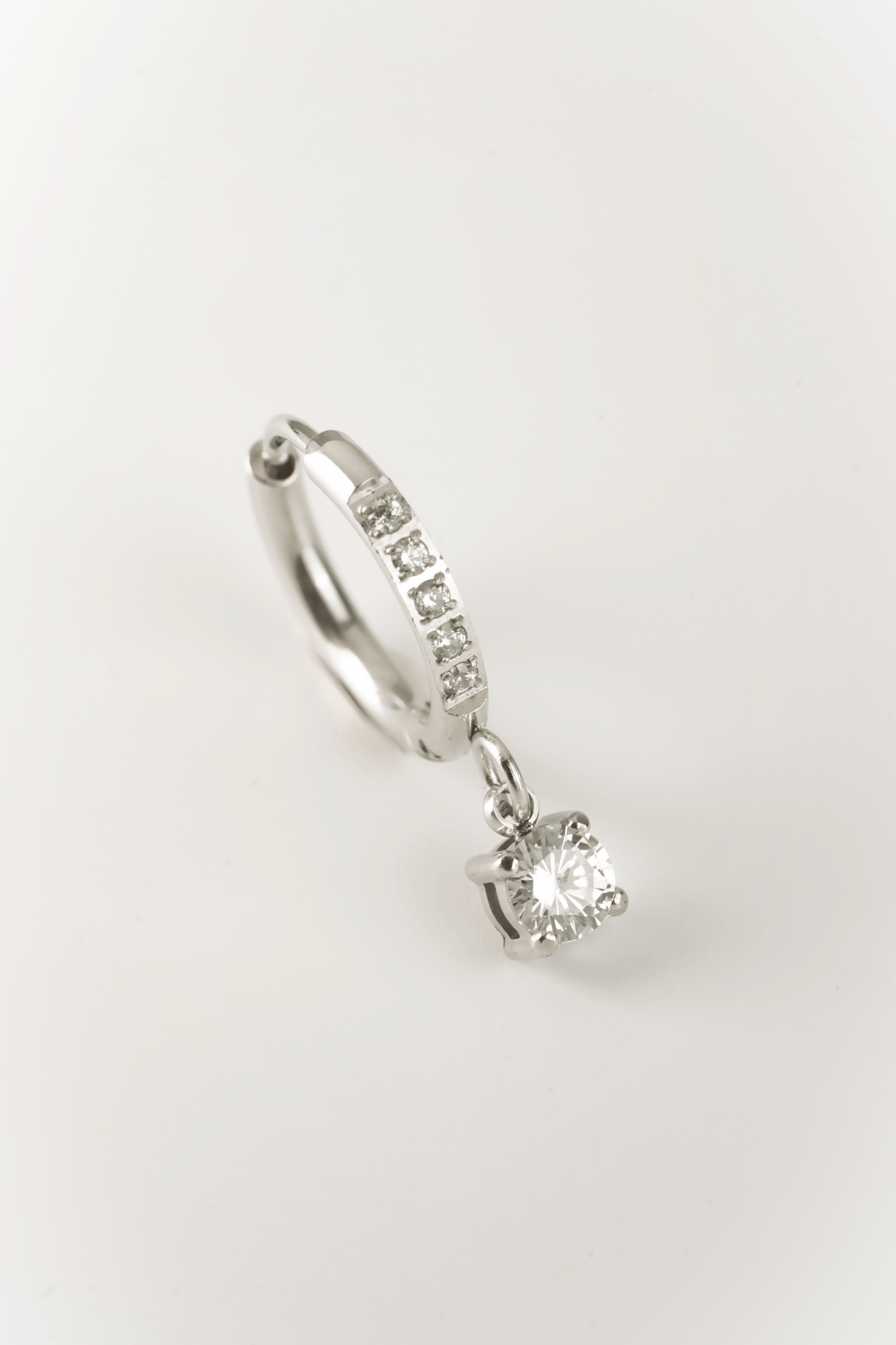 close up drop stone minimalist huggie earrings