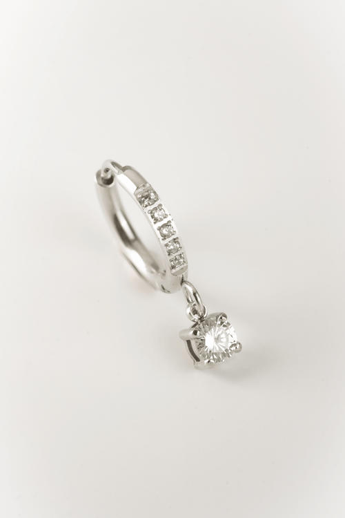 close up drop stone minimalist huggie earrings
