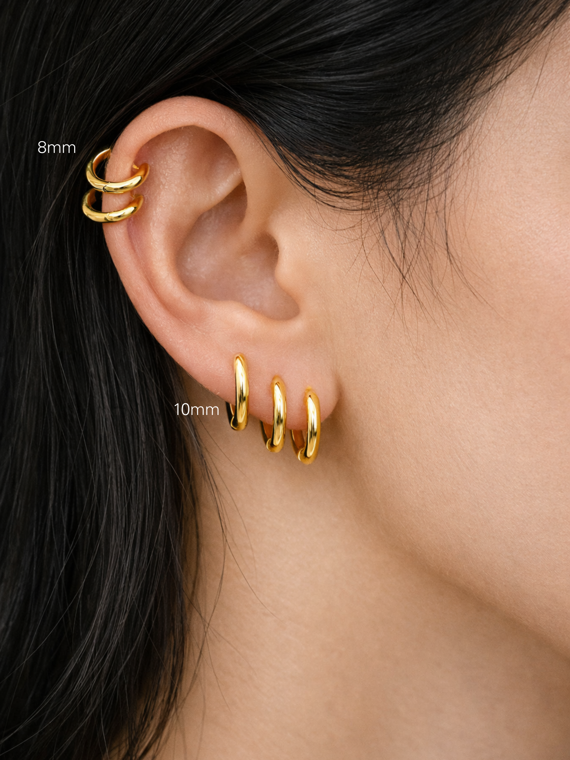 ear stacking huggie hoops titanium