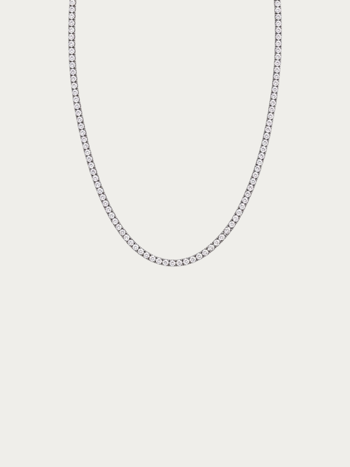 Elara 2mm Classic Tennis Necklace in silver stainless steel
