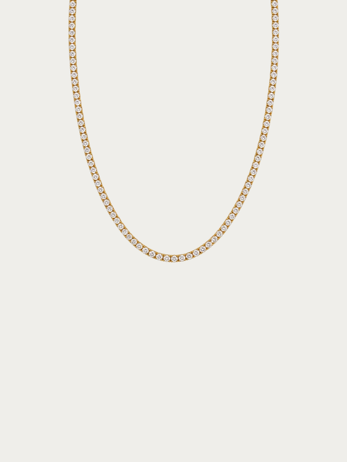Elara 2mm Classic Tennis Necklace in gold stainless steel