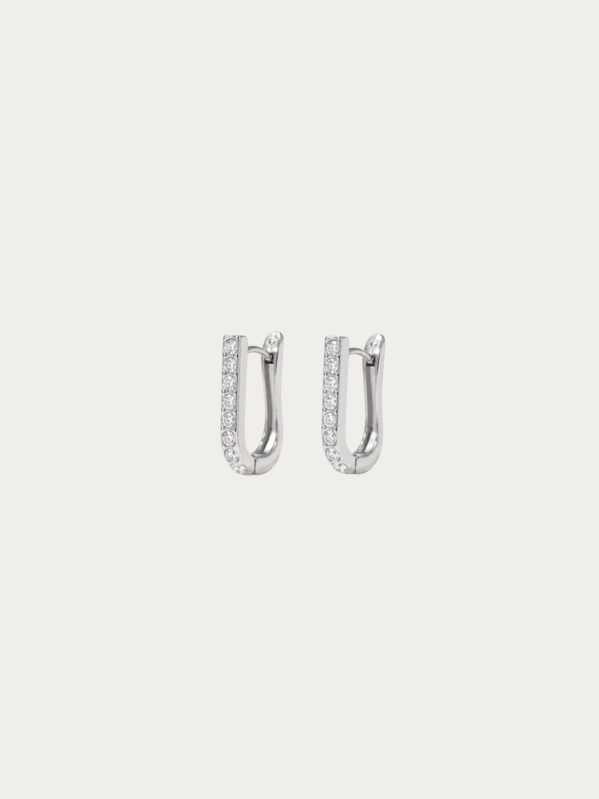 Elara Lumi Earrings in silver titanium with cubic zirconia row