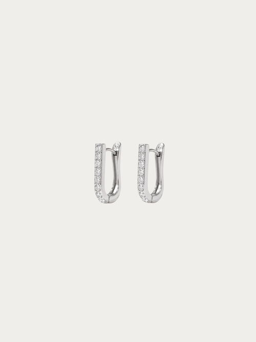 Elara Lumi Earrings in silver titanium with cubic zirconia row