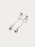 Elodie Freshwater Pearl Drop Earrings in purple-white pearl, 925 sterling silver product flatlay