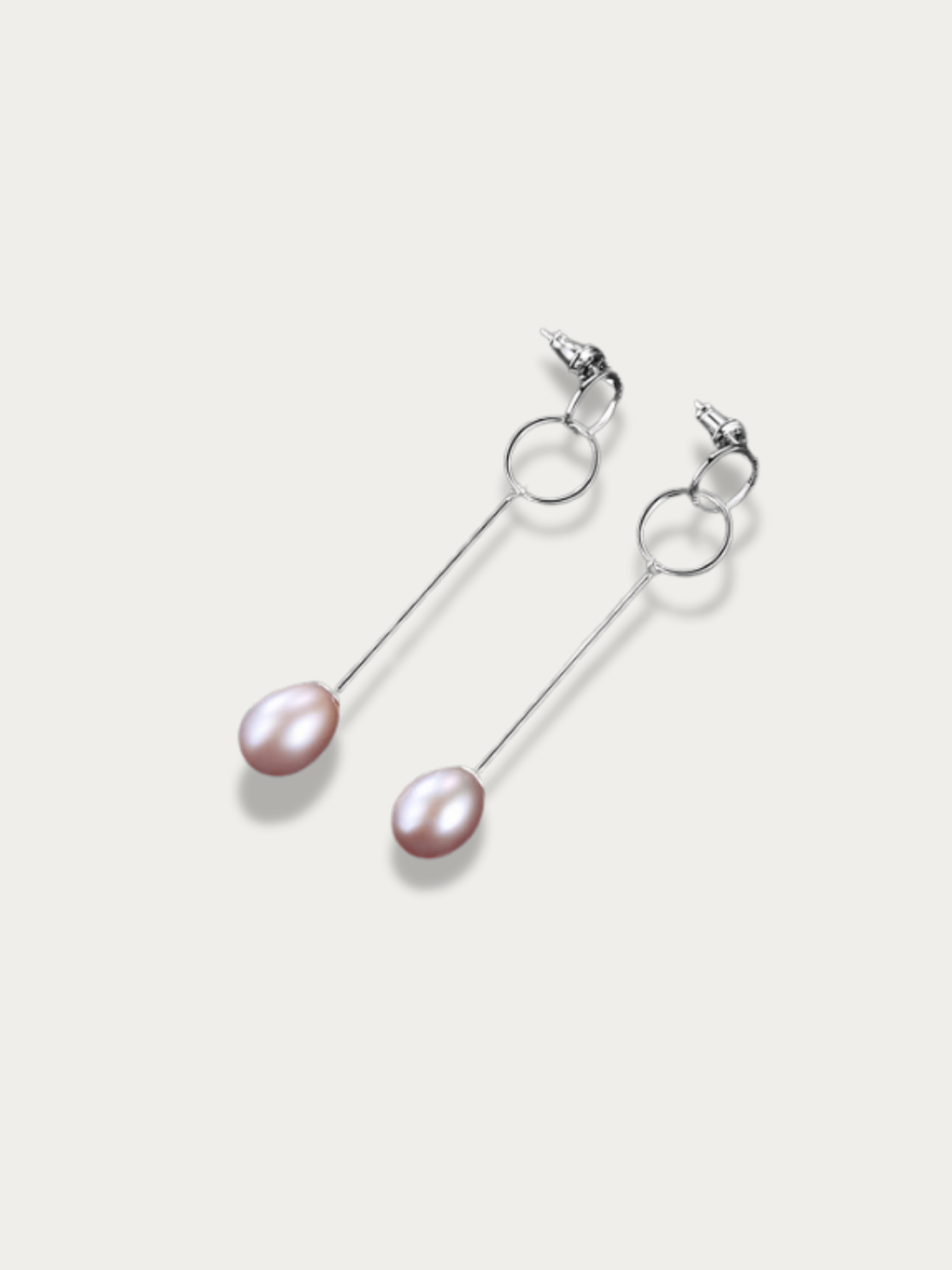 Elodie Freshwater Pearl Drop Earrings in purple-white pearl, 925 sterling silver product flatlay
