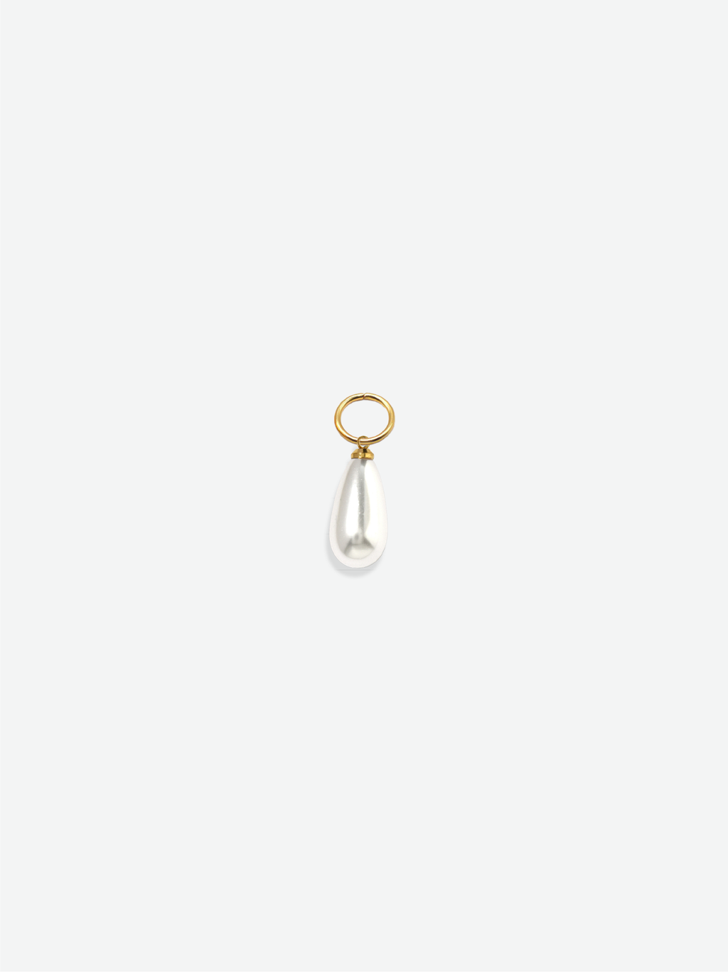 Elongated Luna drop pearl charm 18K gold plated stainless steel