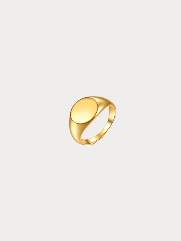 Emerson Engravable Signet Ring in gold stainless steel, studio hero shot