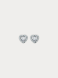 EMERY Heart Pavé Ear Studs pair front view, 925 sterling silver
