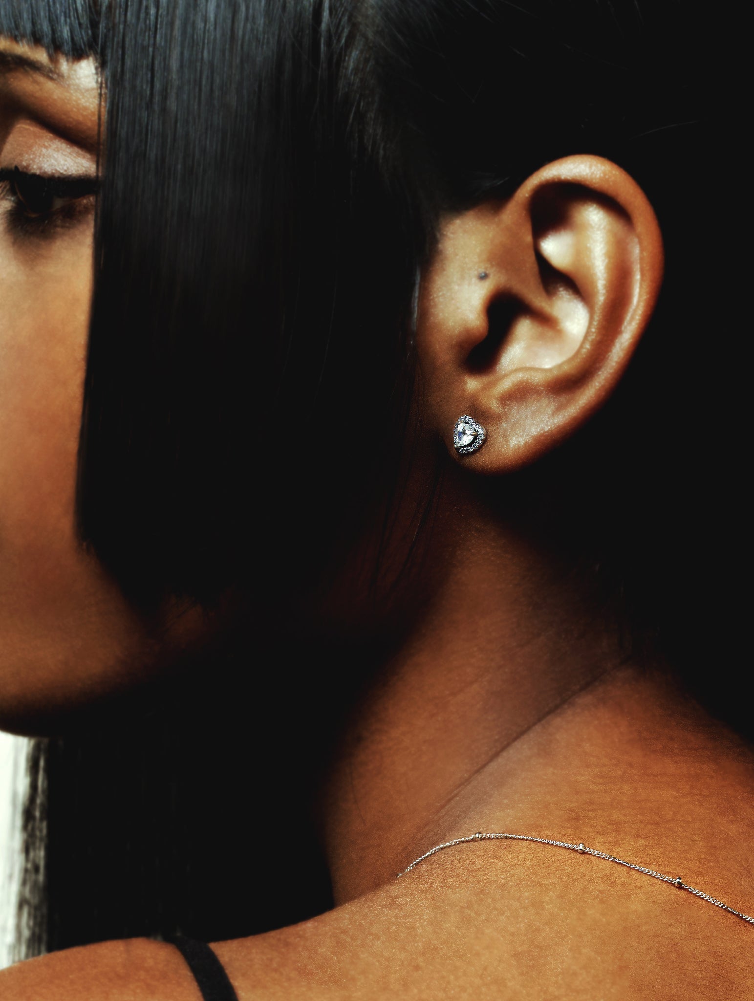 EMERY heart pavé sterling silver ear studs