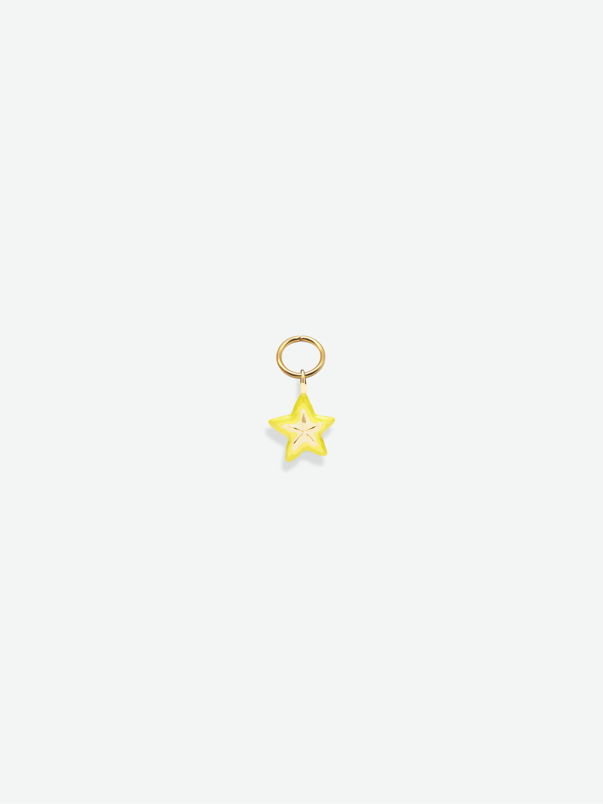 Enamel 18K gold sliced starfruit charm stainless steel