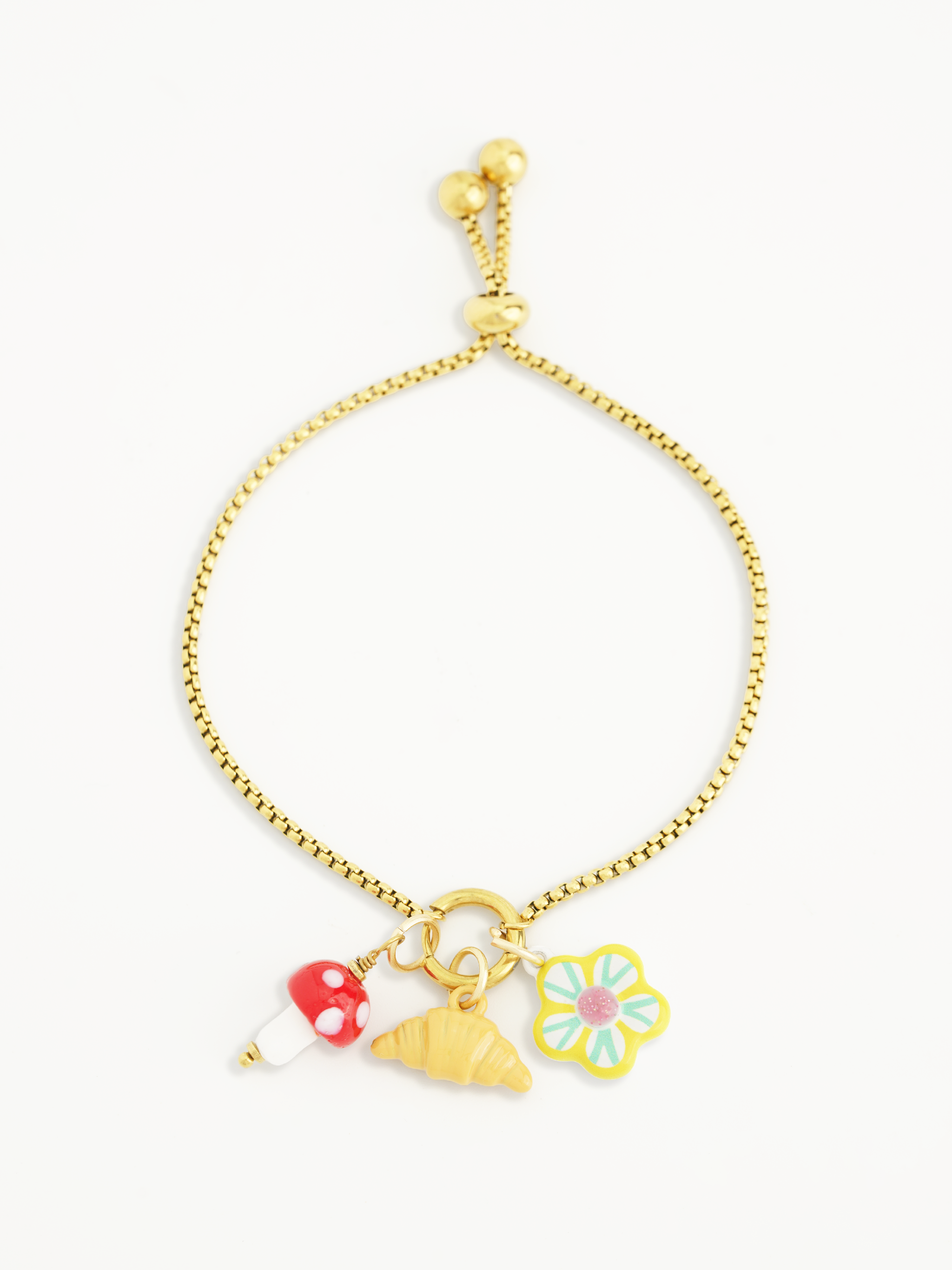 Enamel mushroom charm bracelet necklace