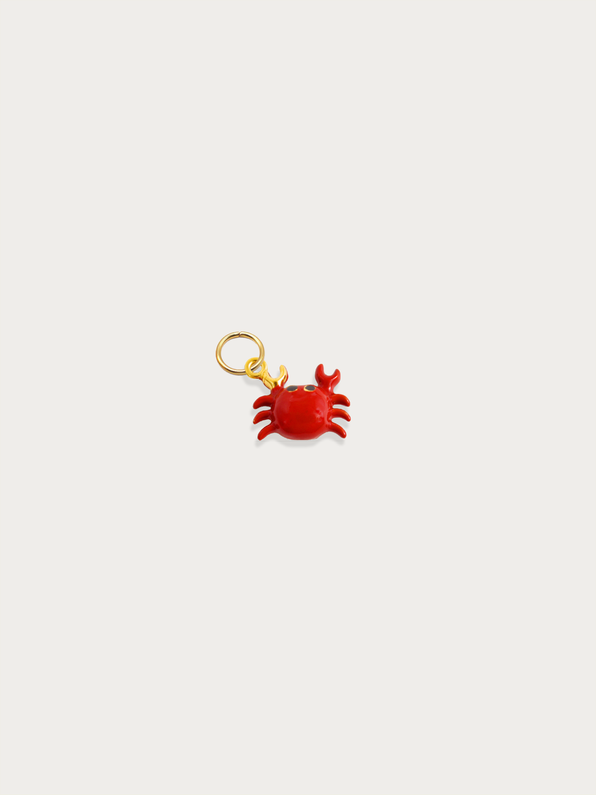 enamel red crab charm 18k gold plated stainless steel