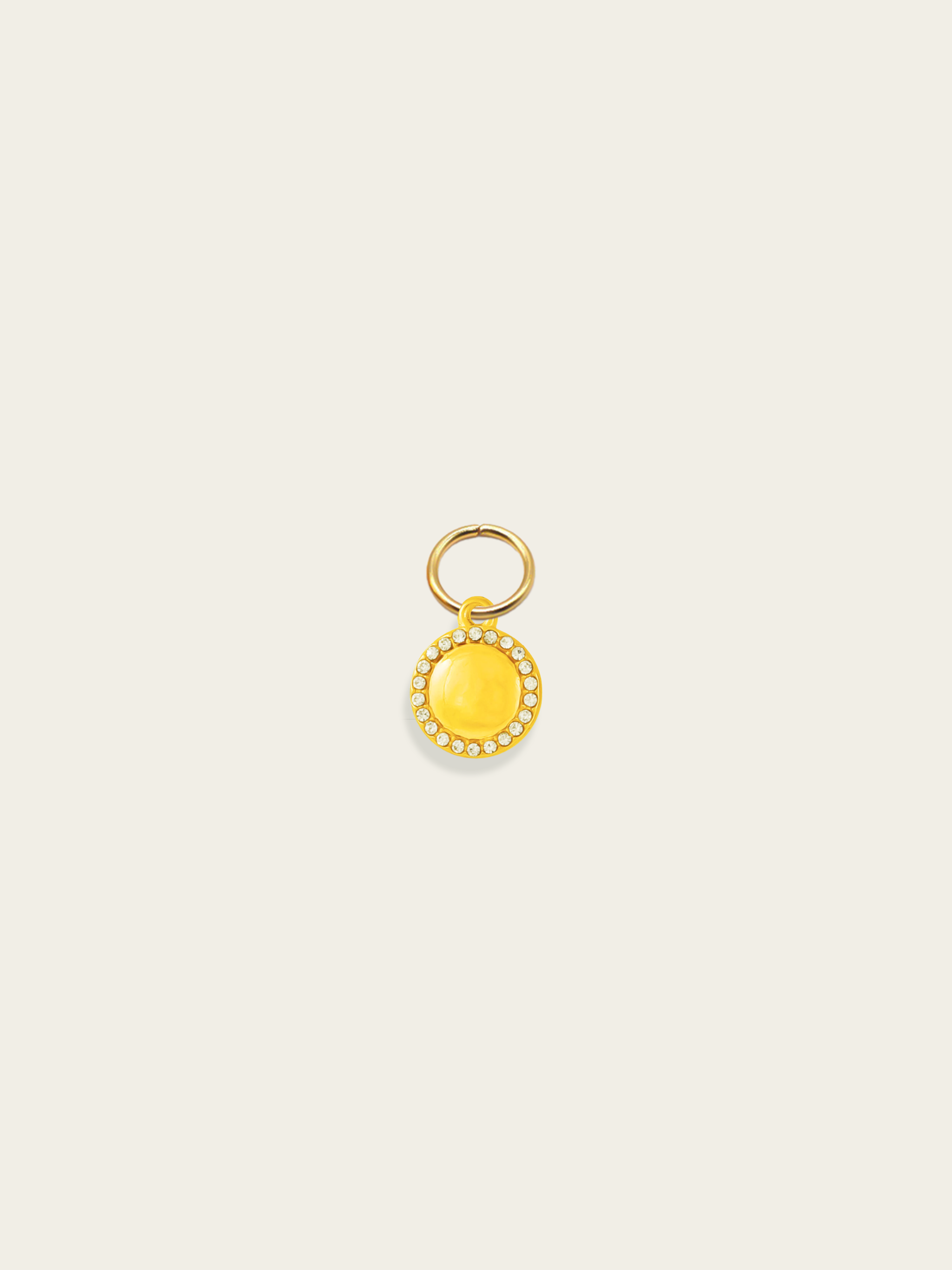 Engravable diamond orbit charm 18K gold plated stainless steel