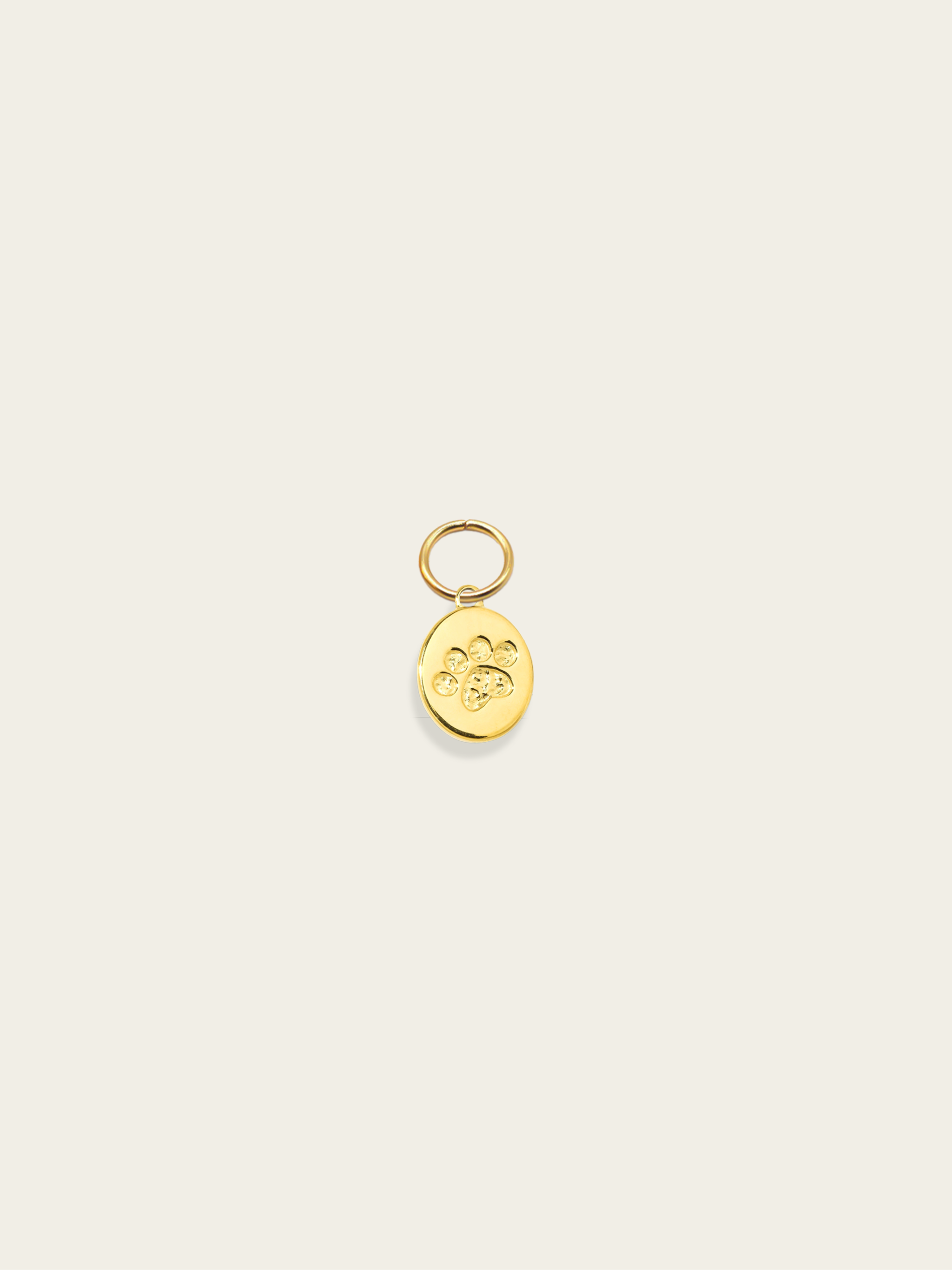 engravable paw medallion charm gold
