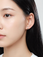 Model wearing EVA Diamond Huggie Earhoop