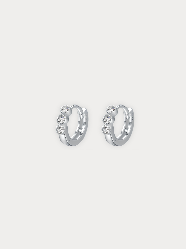 Side profile view of EVA Diamond Huggie Earhoop
