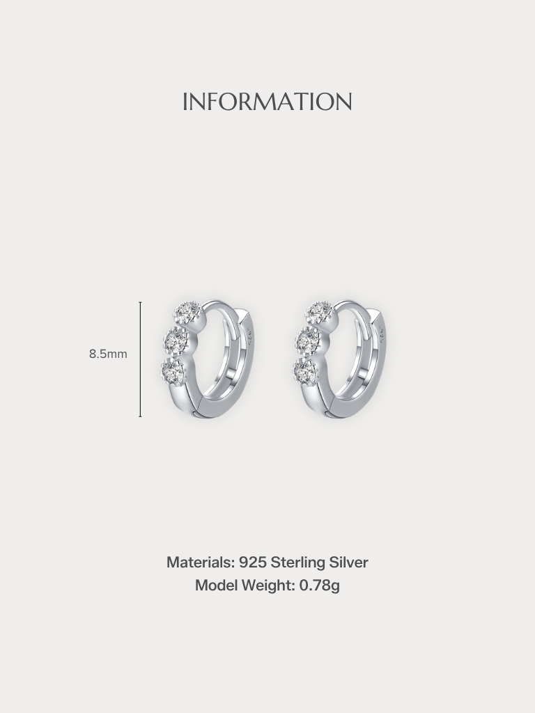 EVA Diamond Huggie Earhoops size and material specifications