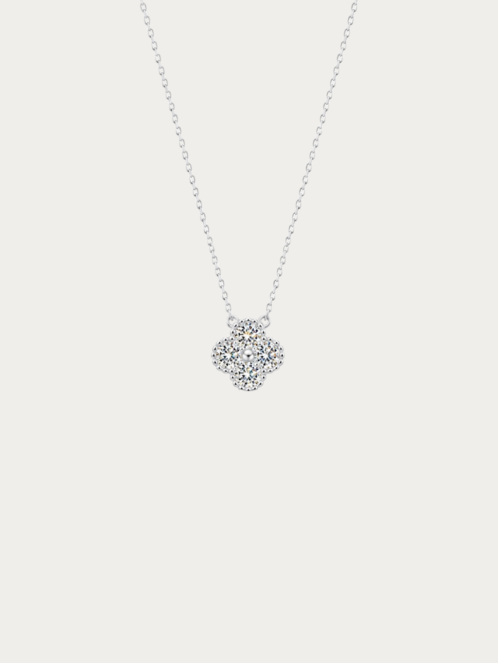 Everette 1.2-Carat Clover Moissanite Necklace with four-stone clover pendant