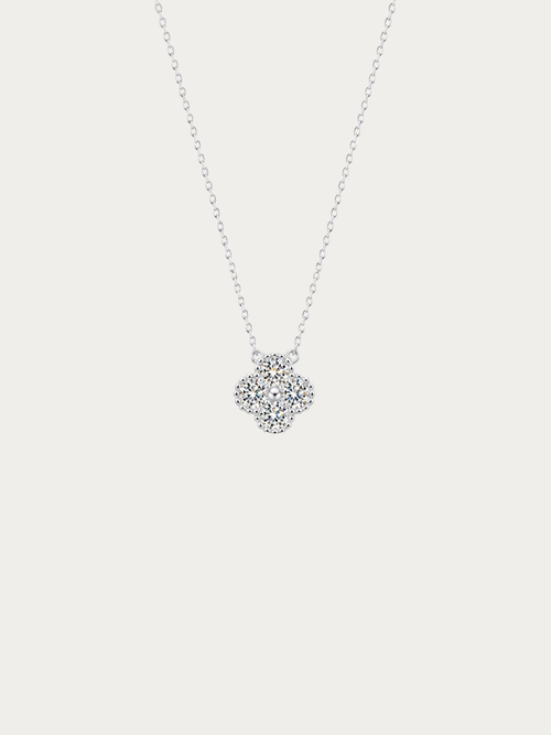 Everette 1.2-Carat Clover Moissanite Necklace with four-stone clover pendant