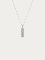 Evermore 1.5-Carat Trilogy Moissanite Necklace with three-stone vertical pendant on fine cable chain
