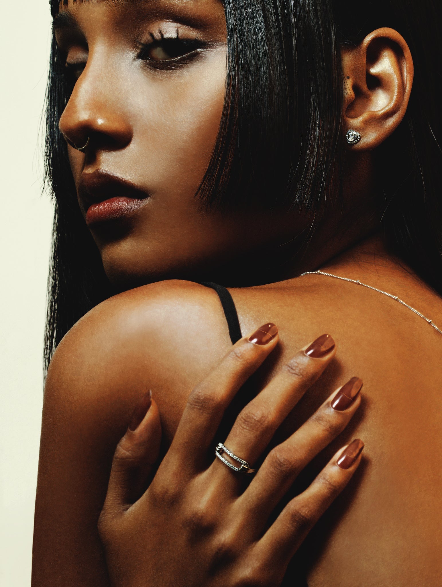 Feminine heart stud earrings silver