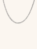 Figaro Chain Essential Necklace silver tone stainless steel, classic figaro link chain product flatlay