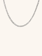 Figaro Chain Essential Necklace silver tone stainless steel, classic figaro link chain product flatlay