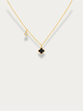 fiona black clover titanium necklace minimalist malaysia