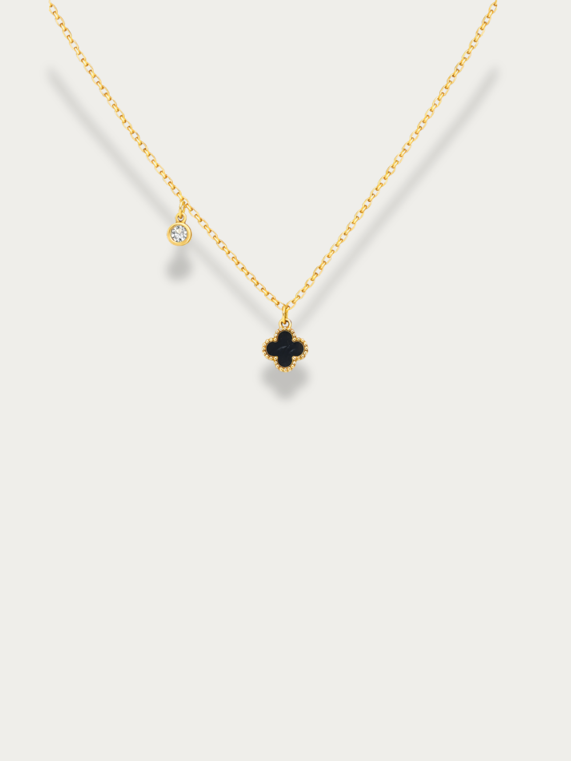 fiona black clover titanium necklace minimalist malaysia