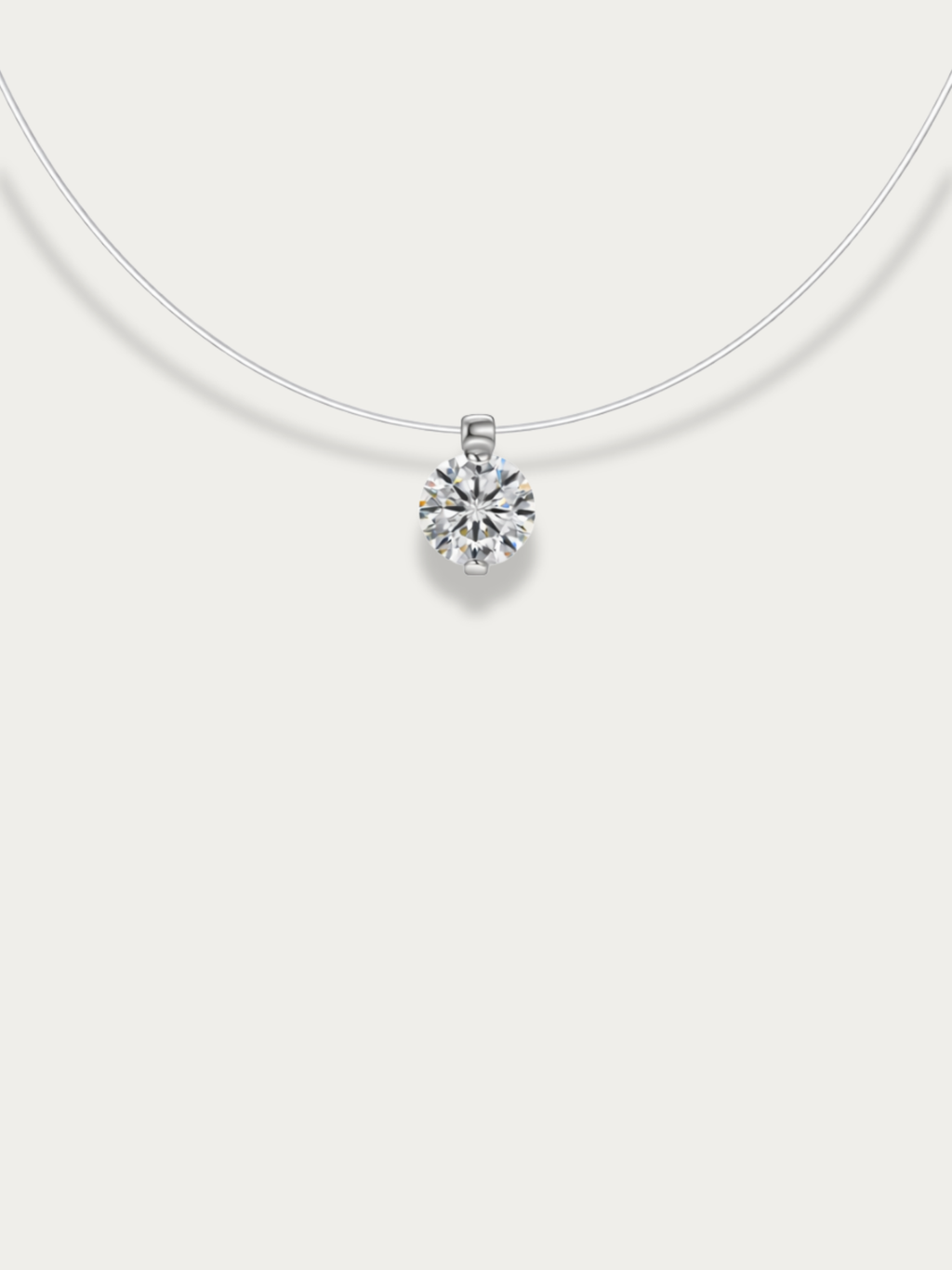floating solitaire necklace 925 silver invisible design