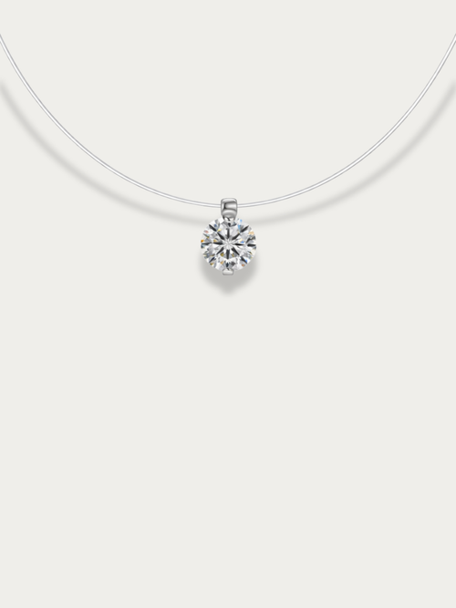 floating solitaire necklace 925 silver invisible design