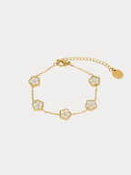 Floral Clovers Bracelet in gold stainless steel, studio hero shot