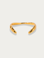 Flow Curved Bangle in gold titanium with fluid sculptural curves, studio hero shot