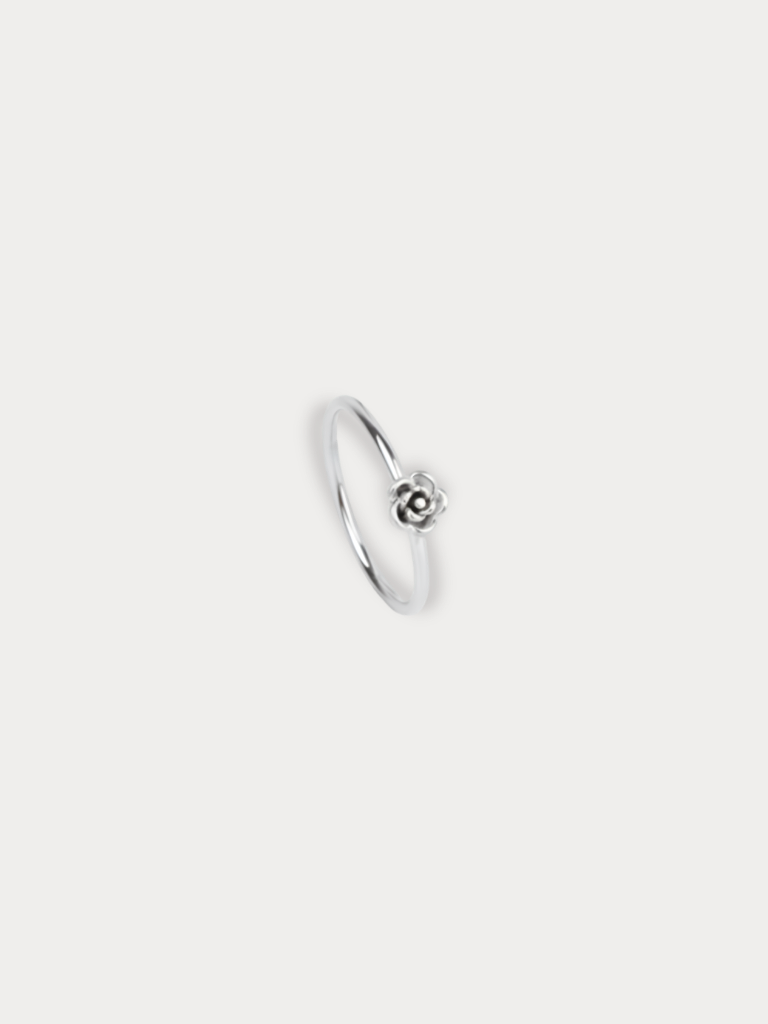 Flower Petals Ring in silver stainless steel, studio hero shot
