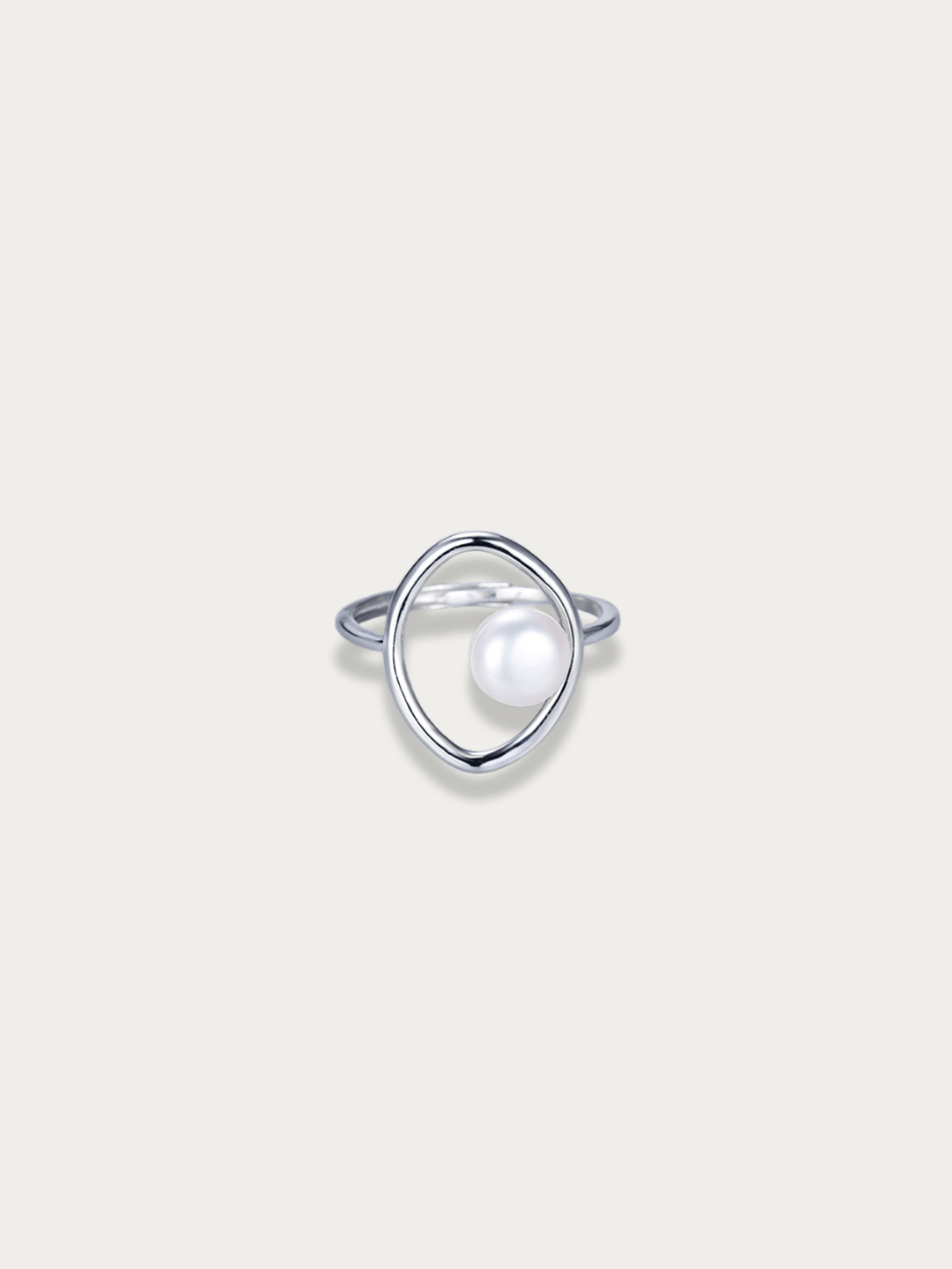 Minimal pearl ring open design