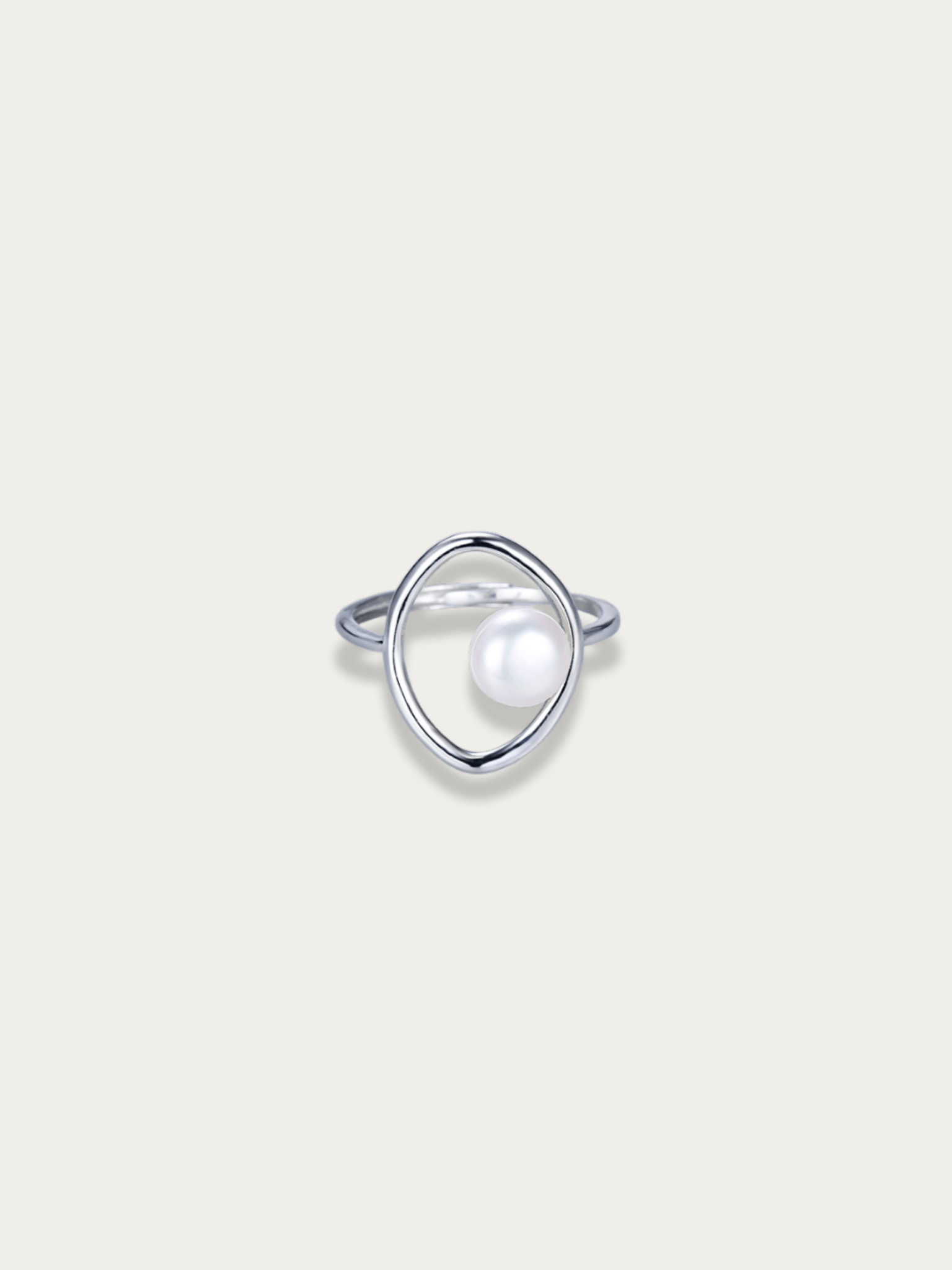 Minimal pearl ring open design