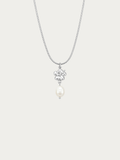 Freshwater Pearl Hibiscus Sleek Chain Necklace with hibiscus pendant and pearl