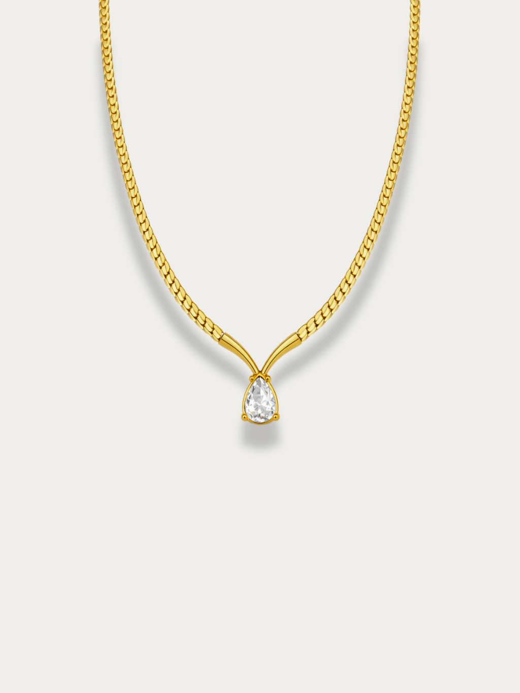 Georgia teardrop CZ statement necklace gold tone
