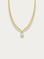 Georgia teardrop CZ statement necklace gold tone